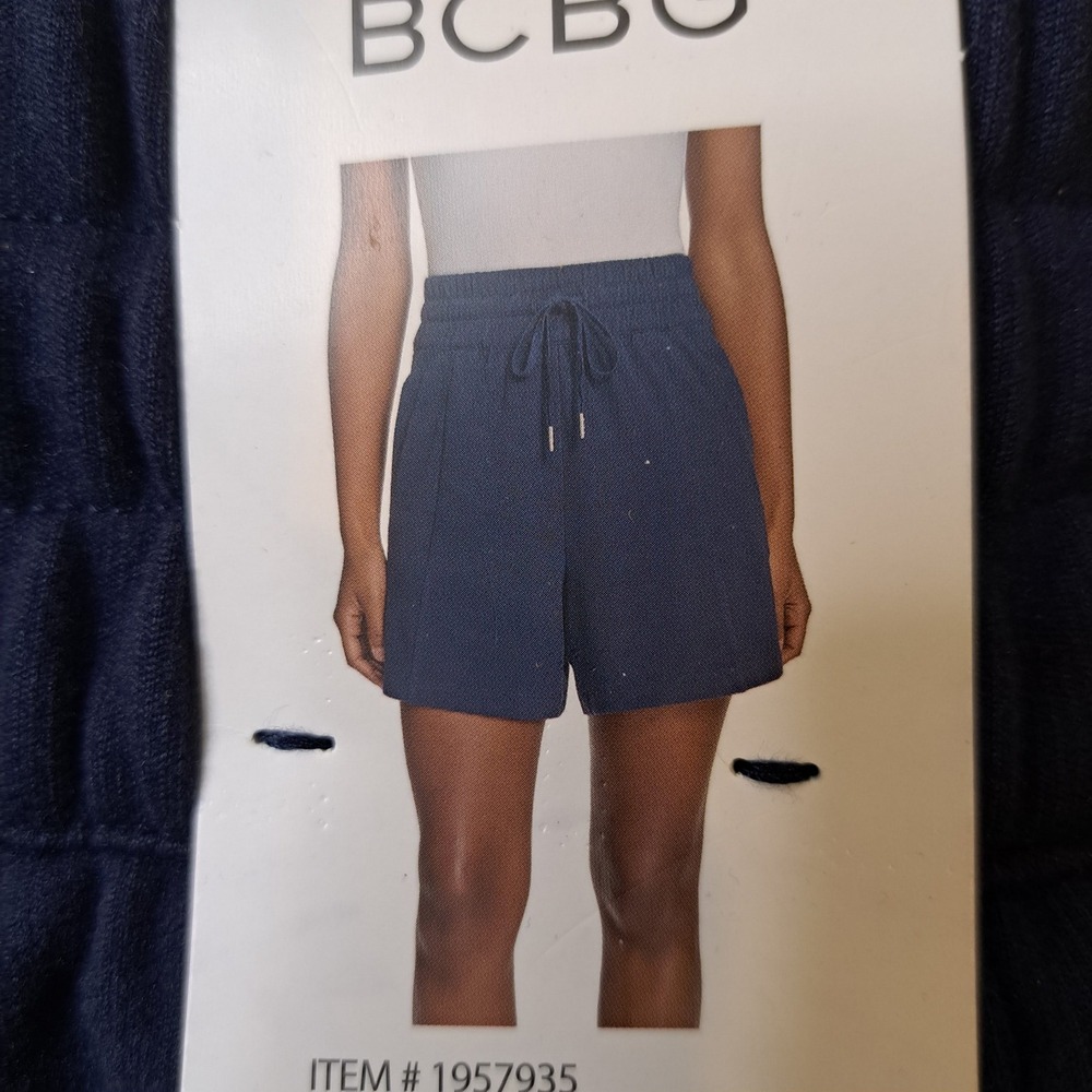 BCBG Shorts Small Navy NWT 1957935 Pull-on Drawstring Pocketed Stretch 1639-196